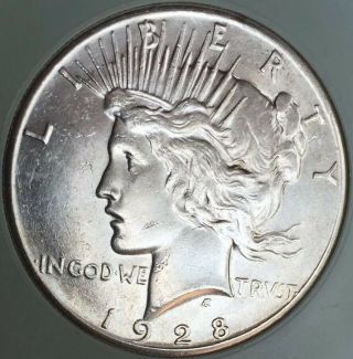 Very Rare 1928 P Peace Silver Dollar Estate $1 Au/bu/unc