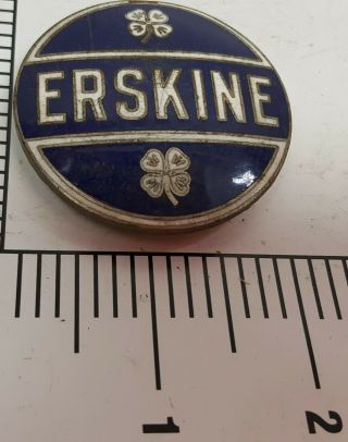 Vintage Erskine Car Brass & Porcelain Enamel Radiator Emblem 1920 