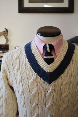 Rare Ralph Lauren Rrl Cricket Jumper Wool & Cotton Blend Size M Vintage Tennis
