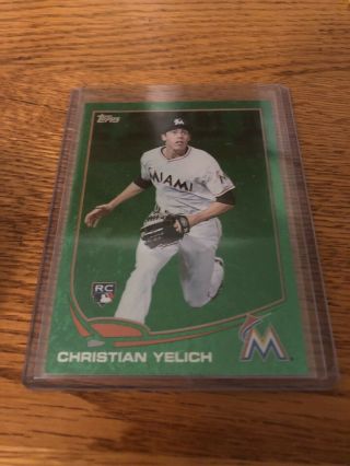 Christian Yelich 2013 Topps Update Emerald Green Rookie Rc Us290 Mvp Rare Sp