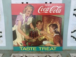 Vintage 1956 Coca Cola Double Sided Sign Paper Cardboard