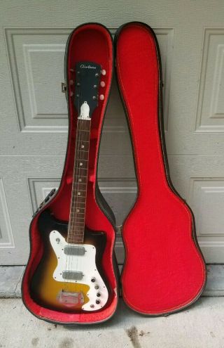 Vtg Montgomery Ward Airline Electric Guitar Solid Rare Model Bighorn Case