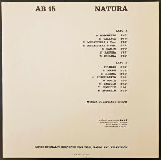 GIULIANO GIUNTI - NATURA LP - 1974 Ayna RARE AVANT - GARDE Italian Library KRAUT 2