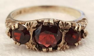 Sterling Silver & Garnet Vintage Art Deco Antique Ring - Size M
