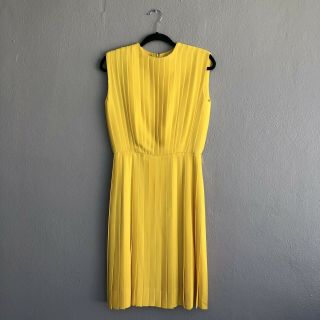 Vintage Yellow Saks Fifth Avenue Pleated Dress
