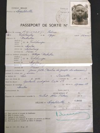 Belgian Congo Passport For Indigenous Dancer In Expo 1958 In Brussels Very Rare