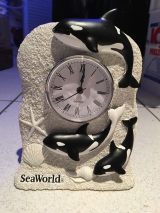 Vintage Seaworld Orca Whale Figurine With Clock