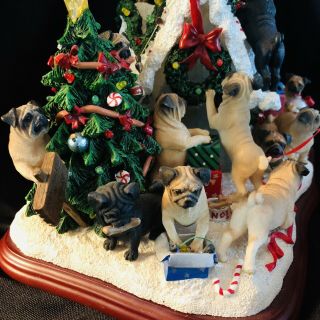 The Danbury - Pug Christmas Doghouse Lighted - Very Rare and Retired 2