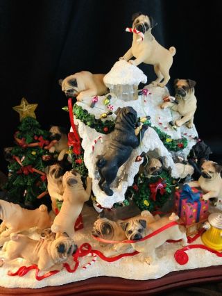 The Danbury - Pug Christmas Doghouse Lighted - Very Rare and Retired 4