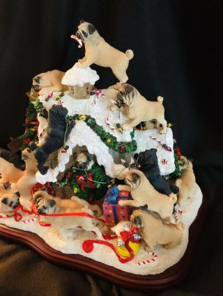 The Danbury - Pug Christmas Doghouse Lighted - Very Rare and Retired 5