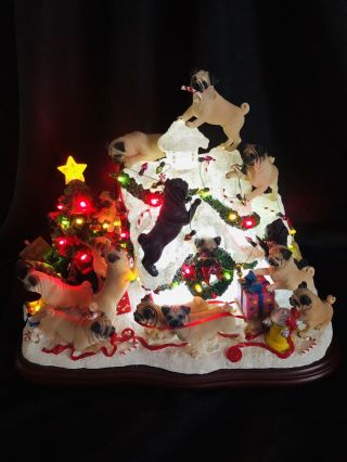 The Danbury - Pug Christmas Doghouse Lighted - Very Rare and Retired 8