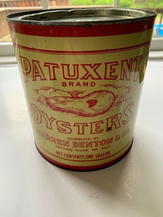 Vintage 1 Gallon Patuxent Oyster Tin/can Md - 96