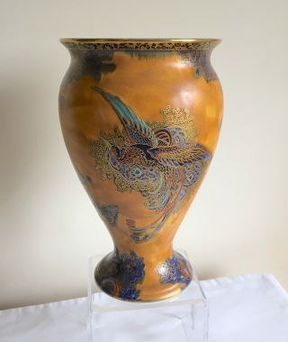 Vintage Art Deco Carlton Ware Lustre Enamels " Chinese Bird & Cloud” Large Vase