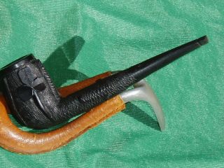 Antique / Vintage Irish State Carved Bog Oak Unsmoked Estate Pipe