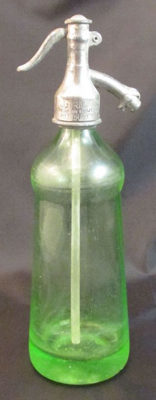 Very Rare Vintage Soda Siphon Bottle Bouteille Green Glass