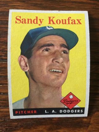 1958 Topps Sandy Koufax Water Damage,  No Creases - Vintage