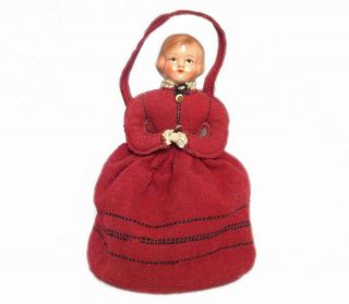 Antique Celluloid Doll Face Handbag Purse