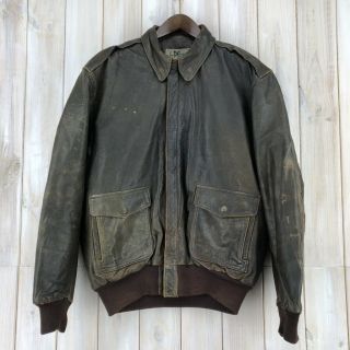 Vintage Ll Bean A - 2 Leather Flying Bomber Usa Made Talon Zip Biker Jacket Xl