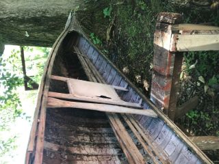 Vintage 15 ft.  Cedar Wood Canoe,  needs restored 7