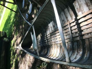 Vintage 15 ft.  Cedar Wood Canoe,  needs restored 8