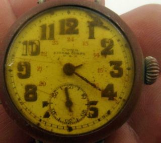 Vintage Cyma Signal Corps Ww1 Military Trench Watch Rare