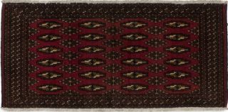 Small Size Handmade Vintage Turkoman 2x3 Persian Wool Rug Oriental Area Carpet