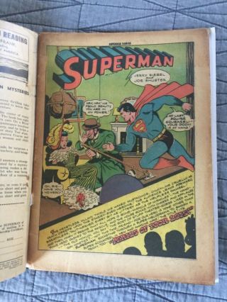 RARE 1943 GOLDEN AGE SUPERMAN 24 CLASSIC PATRIOTIC COVER COMPLETE 3