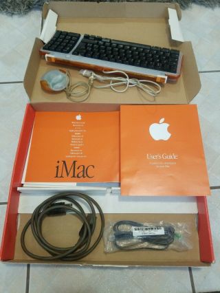 Retro Clasic Apple iMac G3 Tangerine (VERY RARE) Complete w/Box. 9