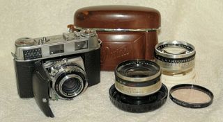 Rare Kodak Retina Iiic - Big C - With 35,  50 & 80mm Lenses