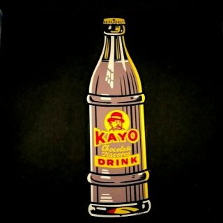Vintage Kayo Chocolate Drink Sign Rare Old Advertising Gas Oil Tin 1950s