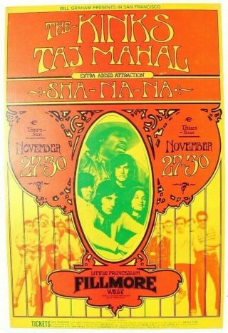 Vtg Fillmore Bill Graham Concert Poster 1st 1969 The Kinks 204 (19 Of 60)
