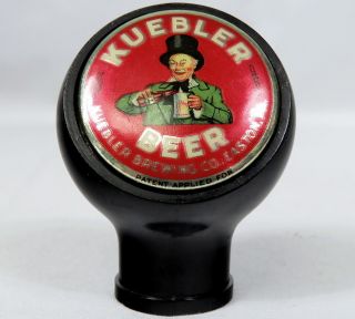 Vintage Kuebler Brewing Beer Ball Tap Knob Handle Black Red Logo Easton Pa