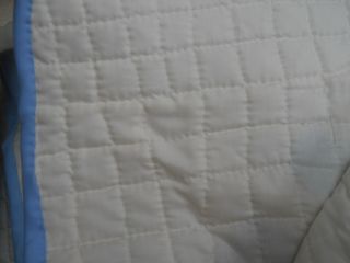 Vtg Light Blue/White Postage Stamp Quilt - Twin Size - Handmade - Hand Quilted - 102x64 8