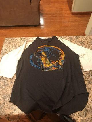 Vintage 1980 - 90s Jimi Hendrix 3/4 Sleeve 2 Sided T - Shirt Single Stitch Rare