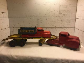 Lincoln Big Rig Flat Deck,  Tow Truck Made In Canada Pressedsteel 40s 50 Vintage