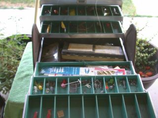Vintage Kennedy Kits Metal Fishing Tackle Box 1118 - AL Loaded reels Pflueger etc. 5