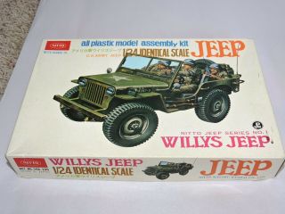 Vintage Nitto Us Army Willys Jeep Wwii 1/24 Model Kit Mib No.  1