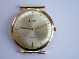 Vintage Accurist 21 Jewels 9ct Solid Gold Swiss Made Gent Watch