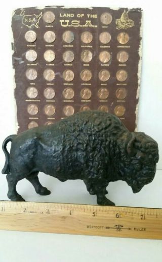 Antique Vintage Cast Iron (ci) Still Bank - Buffalo (large)