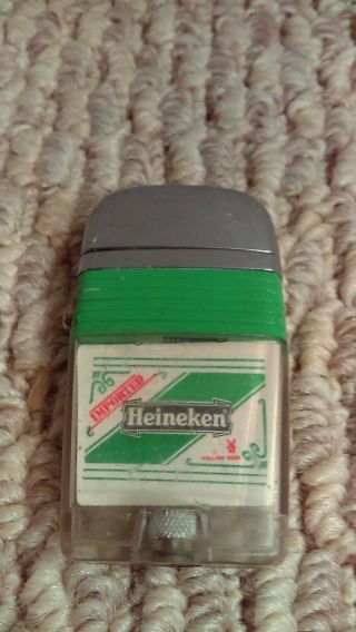 Vintage Scripto Vu Lighter Heineken Beer Advertising