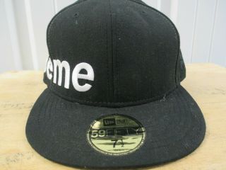 Vintage Supreme X Era Black Side Box Logo Fitted Hat Crusher 7 1/2 F/w 2008