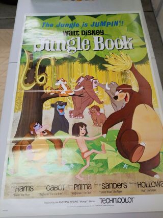 Vintage The Jungle Book Walt Disney 1 - Sheet Movie Poster Animation