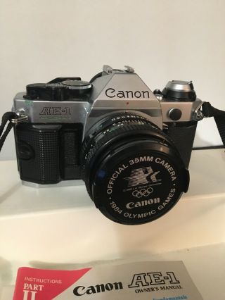 Vintage Canon AE - 1 Program camera With Fd 50mm 1 1 8 1984 Olympic Games Cover 4