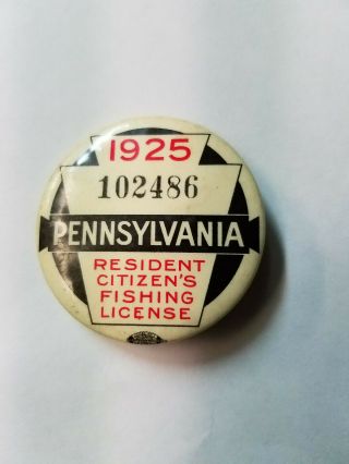 Vintage 1925 Pennsylvania Fishing License In Good.