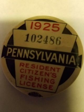 Vintage 1925 PENNSYLVANIA FISHING LICENSE in good. 7