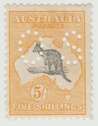 Kangaroo Stamps: 5/ Yellow And Grey Sgo118 Mnh $1600 Slight Kiss Print Rare