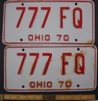 1970 Vintage Ohio License Plate Tag 777 - Fq Pair