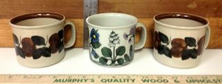 Arabia Finland Ruija & Flora Mugs Cup Vtg Troubadour Pottery Mid Century Modern