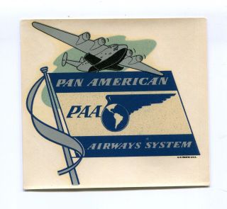 Vintage Airline Luggage Decal Pan Am Paa Pan American Airways Flag Blue