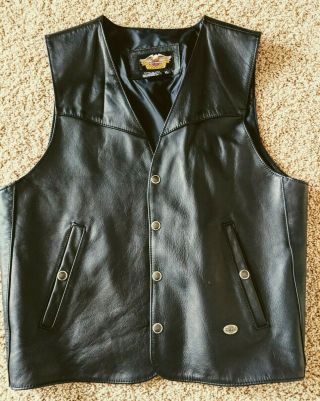 Vintage Harley Davidson Usa Made Basic Skins Leather Motorcycle Vest Men 